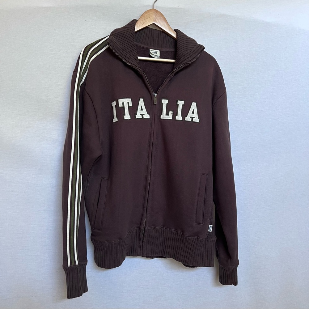 Blue Marlin Brown Italia Zip-Up Varsity Looking Sweater